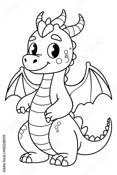 Obraz Cute Coloring Page Dragon Ready to Be Colored