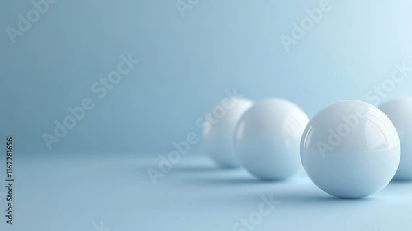 Obraz A minimalist composition featuring white spheres on a soft blue background, evoking a sense of calm and simplicity.