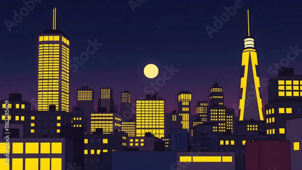Obraz night city skyline
