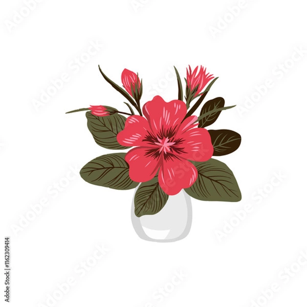 Obraz Azalea flower isolated on transparent background.
Colorful Leaves and Flowers Vector Art.Beautiful Flower Minimalist Floral Illustration Pro Vector.