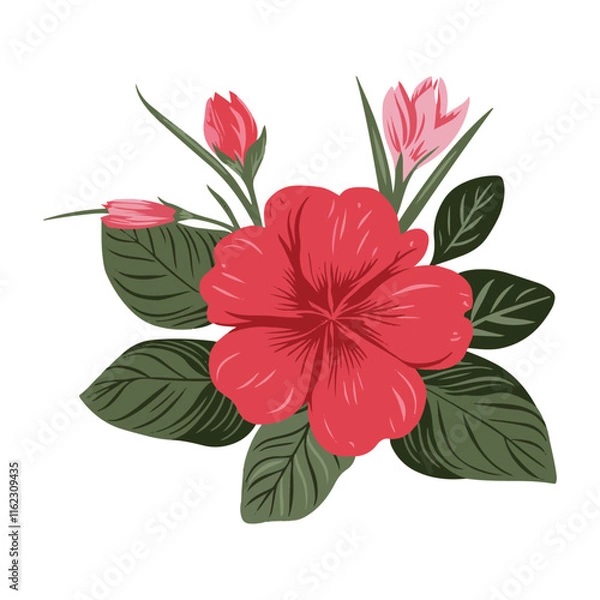 Obraz Azalea flower isolated on transparent background.
Colorful Leaves and Flowers Vector Art.Beautiful Flower Minimalist Floral Illustration Pro Vector.