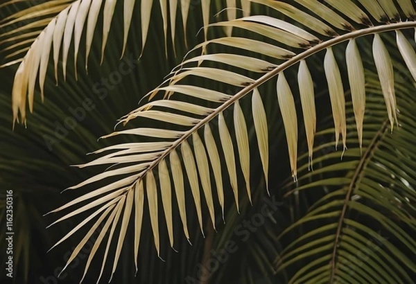 Obraz Several green and yellow fronds fill the frame, part of a larger image set