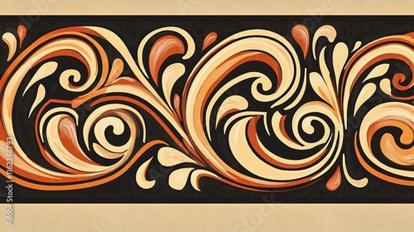 Fototapeta Textile border pattern scroll repeat motif design