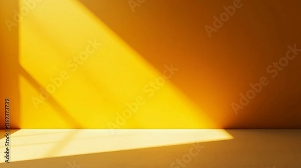 Obraz Bright yellow background with light shadow creating a warm atmosphere. Generative AI