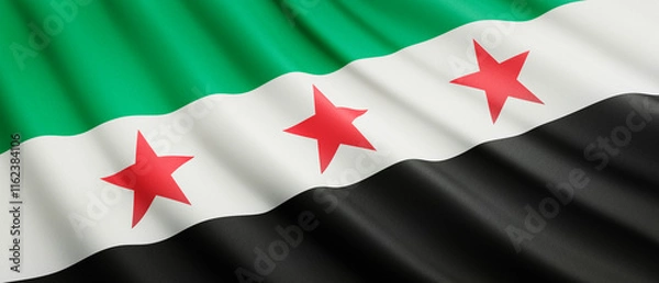 Fototapeta Waving flag of Syria - New flag of Syria - Full frame	

