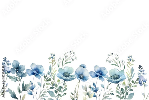 Fototapeta Watercolor flowers frame background vector for design.