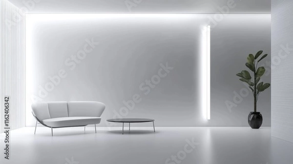 Fototapeta Modern minimalistic living room interior design.
