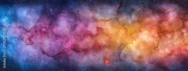 Fototapeta An expansive view of the universe, showcasing vivid galaxies, glowing nebulae