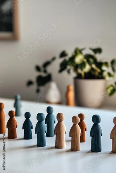 Fototapeta Figures representing family constellations and generational dynamics. AI generated