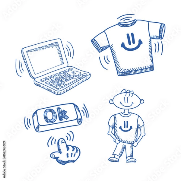 Obraz computer, t-shirt, guy, key