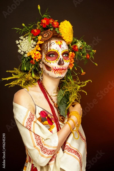 Fototapeta Женщина подготовлена к Хеллоуину.