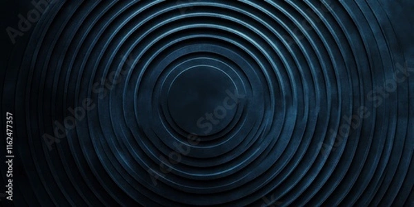Fototapeta A dark background with concentric circle patterns in varying shades of blue, subtly fading to create a calming, elegant depth