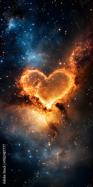 Fototapeta heart-shaped nebula glowing in space, symbolizing cosmic love and connection