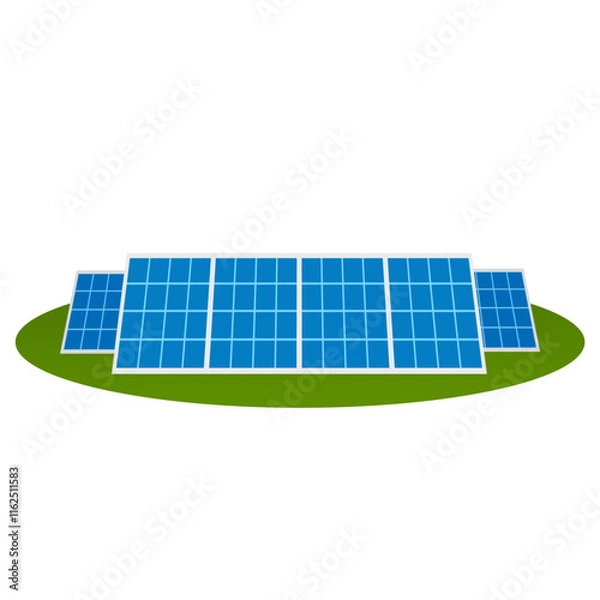 Obraz solar panels on ground flat vector illustration clipart