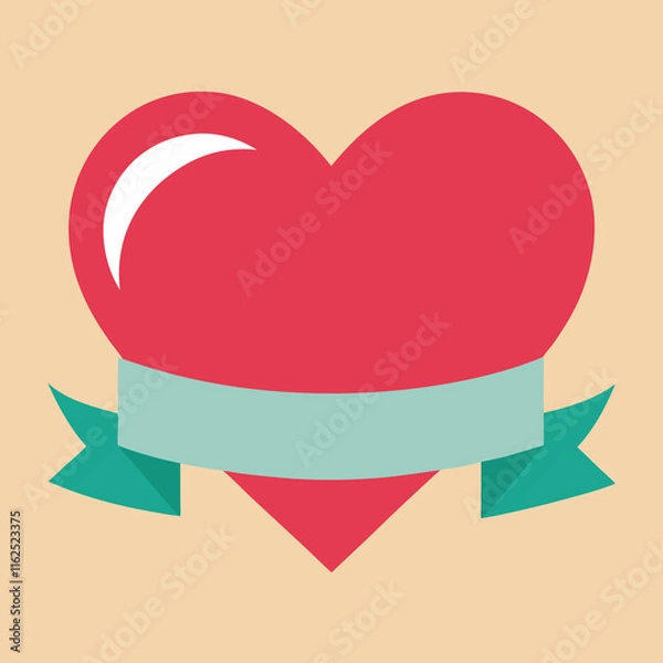 Fototapeta love-shape-with-ribbon.eps