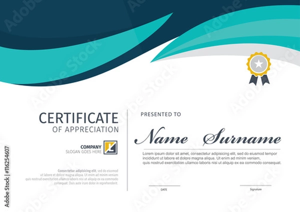 Fototapeta Vector template for certificate,modern diploma