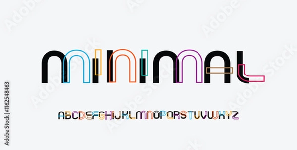 Fototapeta Modern abstract digital alphabet font. Minimal technology typography, Creative urban sport fashion futuristic font and with numbers. vector illustration
