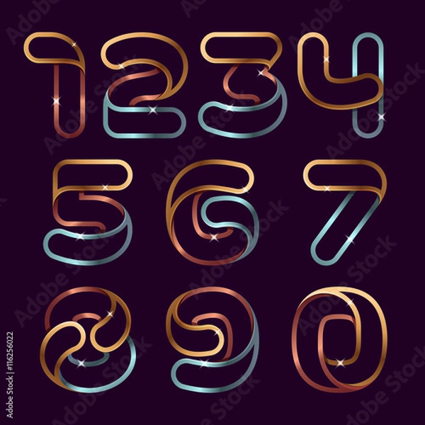 Obraz Golden line numbers set.