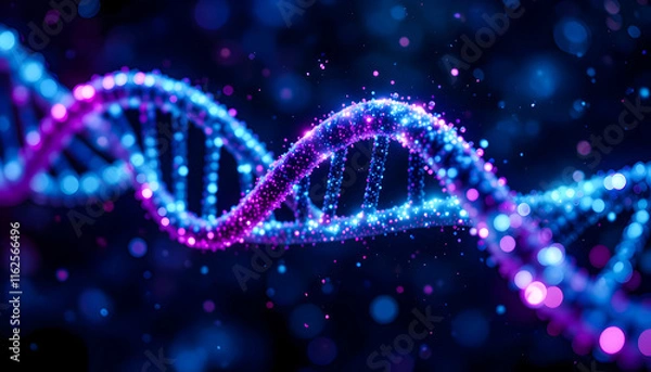 Obraz Glowing DNA Double Helix Structure.