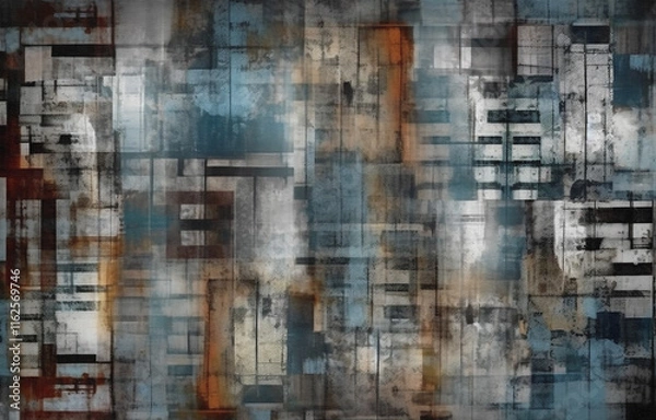 Fototapeta Abstract geometry, oil painting, color piece graphic combination, decoration, porch, lines, shading, texture, stereo, fine arts, texture, light modern luxury contracted, golden background. The fashion