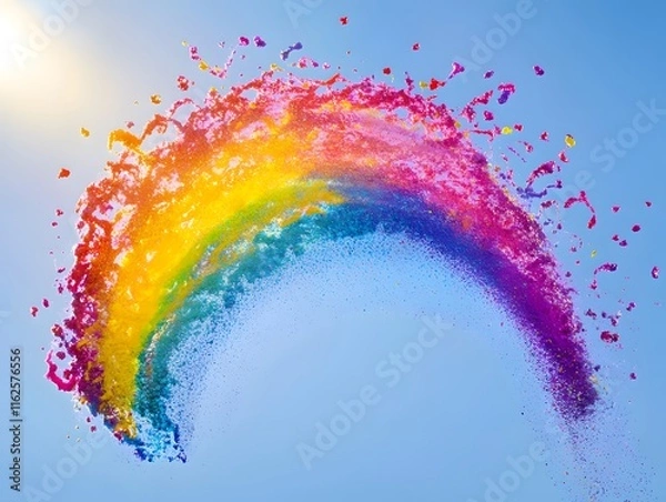 Obraz Vibrant Colors of Holi Powder Burst in Mid Air Creating Rainbow Effect