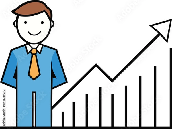 Fototapeta business man with graph