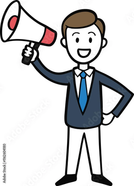 Obraz businessman shouting into megaphone