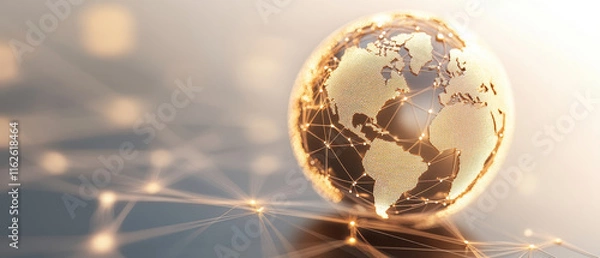 Fototapeta Futuristic globe with digital network lines, symbolizing global connectivity and technology