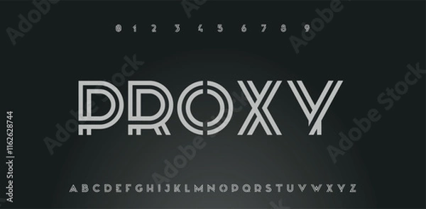 Fototapeta Set of alphabets fonts letters and numbers modern abstract design with lines vector illustration
