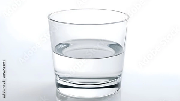 Fototapeta Clear Glass of Water on Light Surface with Soft Reflections