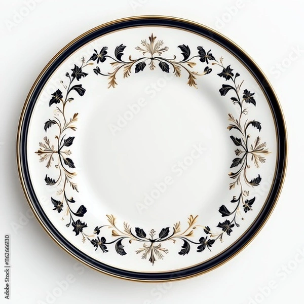 Fototapeta Elegant decorative plate design with intricate floral patterns, perfect for showcasing gourmet meals or fine dining.