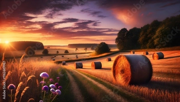 Obraz sunset over the town