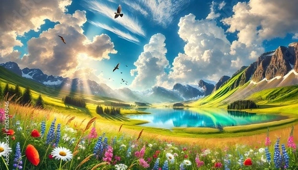 Obraz landscape with flowers