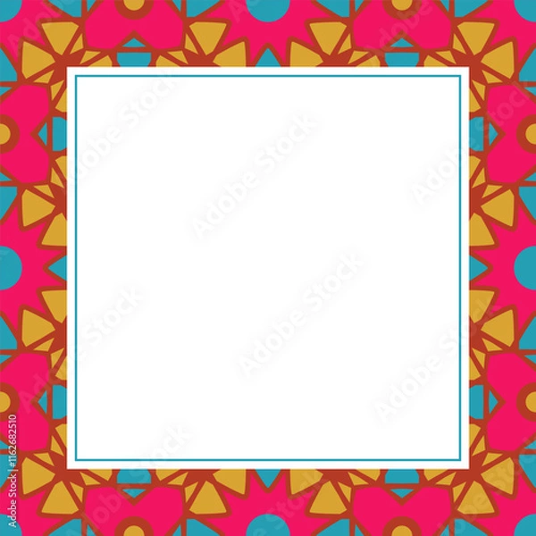 Obraz Oriental ornamental mosaic. Arabic design for page decoration. Vector frame of asian mosaic border