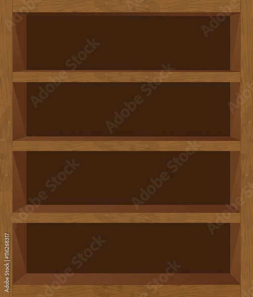 Obraz Wooden empty bookshelf vector template