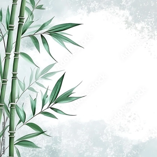 Obraz Serene Bamboo Stalks and Lush Green Leaves