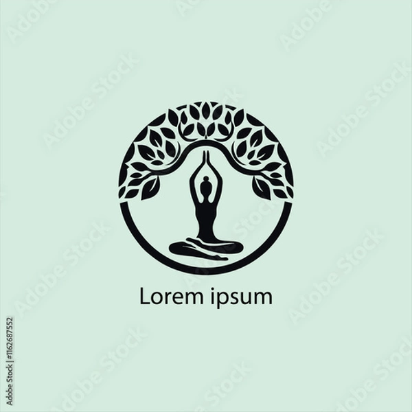Obraz a yoga logo with a tree and a person doing yoga