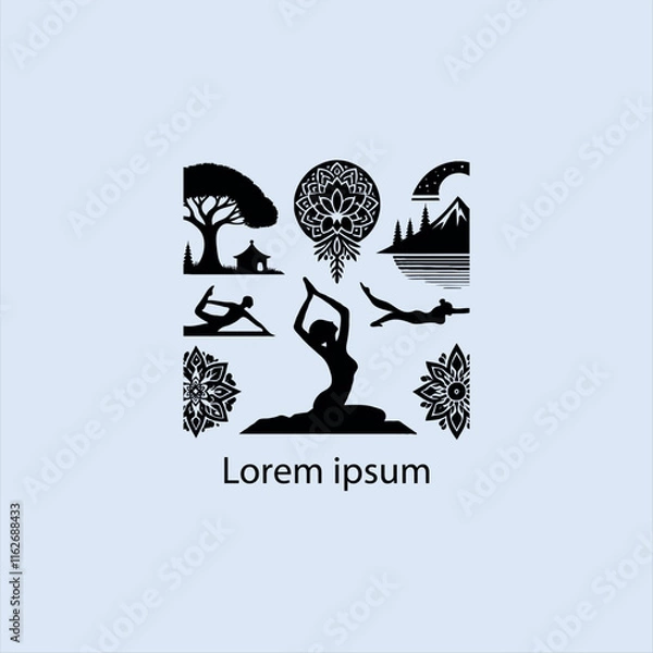 Obraz a yoga logo with a tree and a person doing yoga