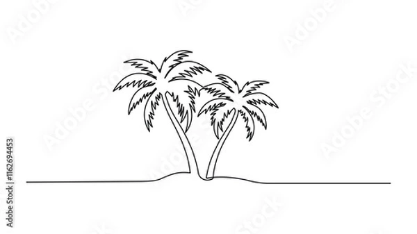 Fototapeta Minimalist  Palm tree continuous one-line drawing vector illustration