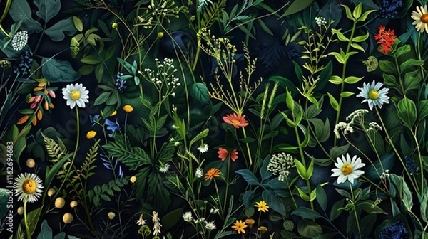 Obraz Meadow floral seamless pattern wallpaper