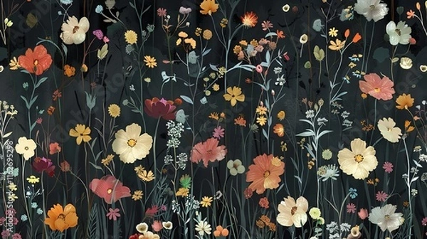 Obraz Meadow floral seamless pattern wallpaper