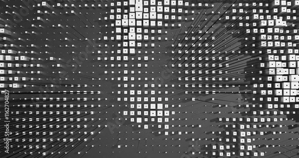 Obraz Abstract Cubes Geometric Shapes Black and White Speed Motion Textured Background with Spikes