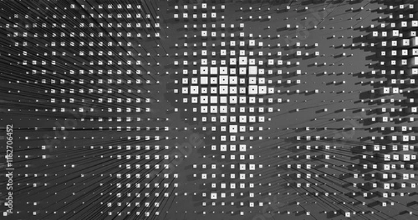 Fototapeta Abstract Cubes Geometric Shapes Black and White Speed Motion Textured Background with Spikes