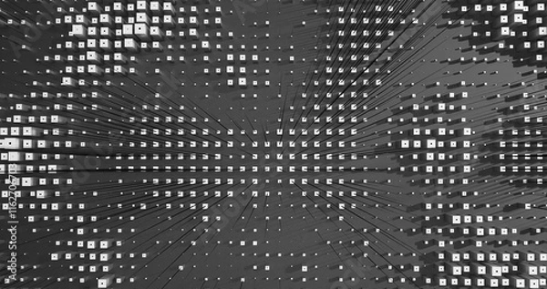 Fototapeta Abstract Cubes Geometric Shapes Black and White Speed Motion Textured Background with Spikes