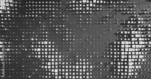 Fototapeta Abstract Cubes Geometric Shapes Black and White Speed Motion Textured Background with Spikes