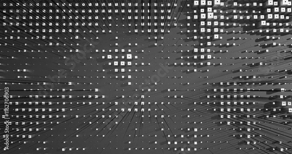 Fototapeta Abstract Cubes Geometric Shapes Black and White Speed Motion Textured Background with Spikes