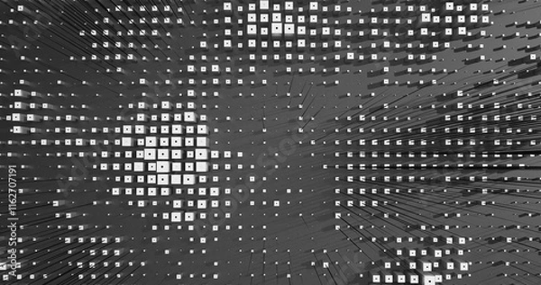 Fototapeta Abstract Cubes Geometric Shapes Black and White Speed Motion Textured Background with Spikes