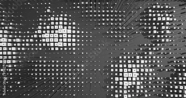 Fototapeta Abstract Cubes Geometric Shapes Black and White Speed Motion Textured Background with Spikes