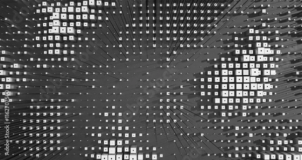 Fototapeta Abstract Cubes Geometric Shapes Black and White Speed Motion Textured Background with Spikes