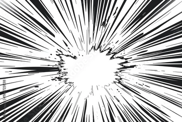 Fototapeta Abstract black and white radial lines burst.  Dynamic speed effect. Graphic design element.